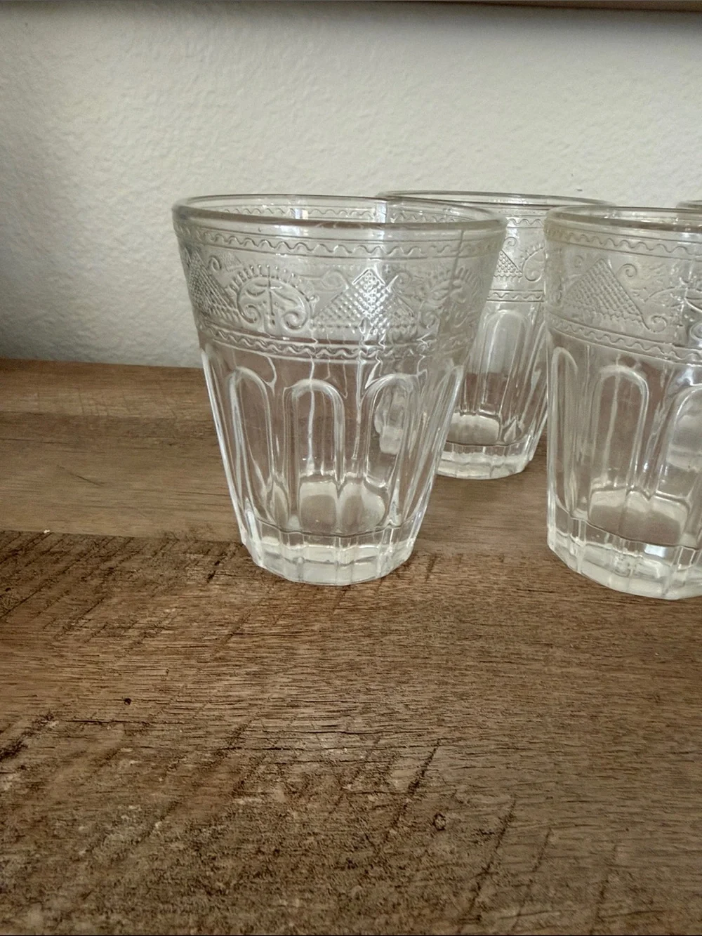 Vintage Embossed Glass Tumbler - Set of 4 Resembles Ralph Lauren Emma Set